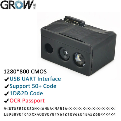 GROW GM69Pro-S 1280*800CMOS OCR / 1D / 2D módulo de escáner de códigos de barras USB UART Interfaz de código QR Lector de código de barras soporte OCR Pasaporte