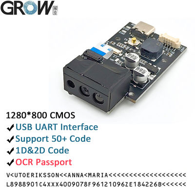 GROW GM69Pro 1280*800CMOS OCR / 1D / 2D módulo de escáner de códigos de barras USB UART Interfaz de código QR Lector de código de barras soporte de OCR Pasaporte